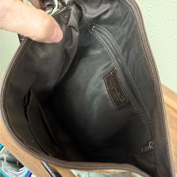 NWT Berge Elegant Brown and Cream Leather Hide Women's Bag - Picture 5 of 6